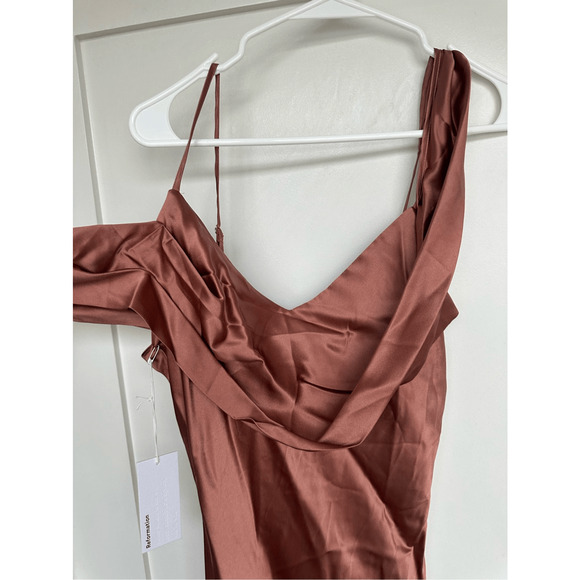 NWT Reformation Ronda Silk Dress in Prailine Pink, Size 12 | Bridesmaid, Wedding - Picture 11 of 14